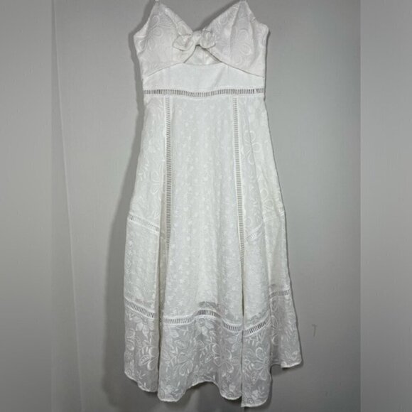 Forever New White Lace Embroidery Midi Dress Sleeveless size 4 - Picture 5 of 9